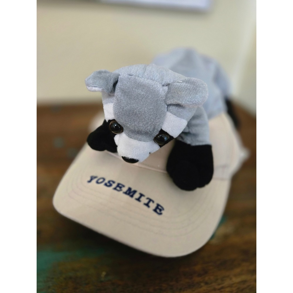 LilTots Yosemite National Park Raccoon 3D Plush Novelty Baseball Cap Kids Med